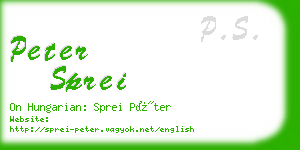 peter sprei business card